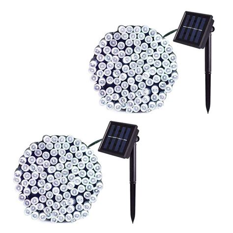 JMEXSUSS 2 Pack White Solar Christmas Lights 100 LED 42 7ft Solar