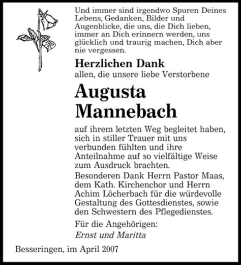 Traueranzeigen Von Augusta Mannebach Saarbruecker Zeitung Trauer De