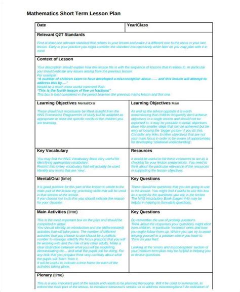 Math Lesson Plan Template Web 917 Filtered Results Math Sort By