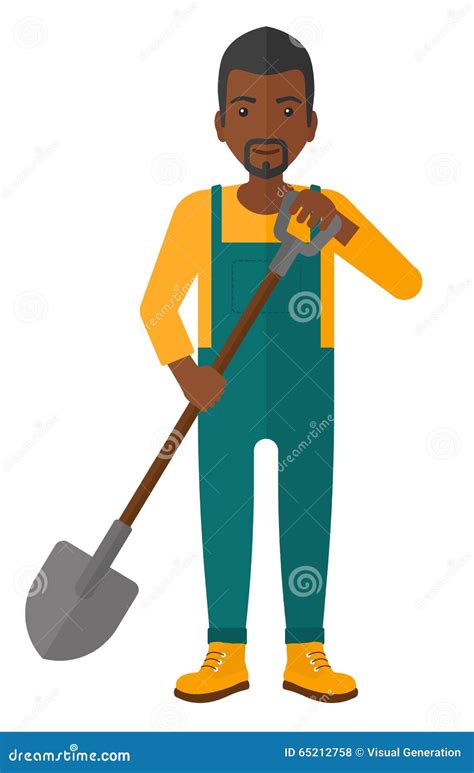 Farmer With Spade Stock Vector Illustration Of Horticulture 65212758