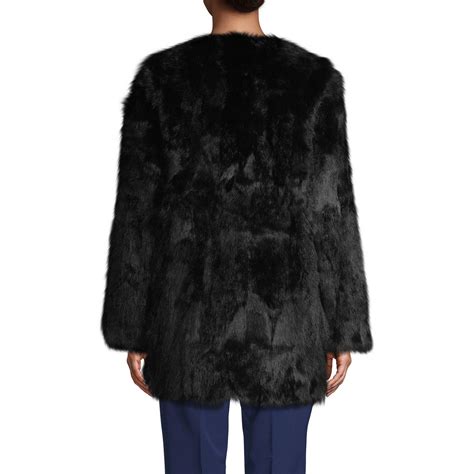 Adrienne Landau Rabbit Fur Coat In Merlot Black Lyst