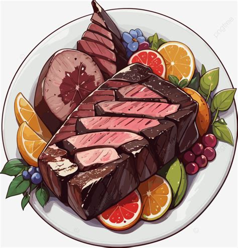 Raw Meat Steak On White Plate Clip Art Steak Meat Beef PNG