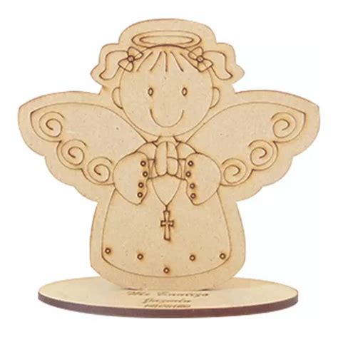 12 Angelitos Bautizo Mdf Con Base Grabada De 30 Cm Altura En Venta En