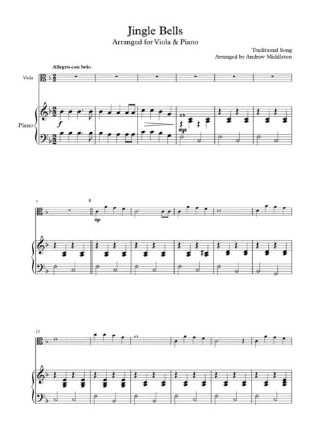 Jingle Bells Arranged For Viola And Piano Arr Andrew Middleton By