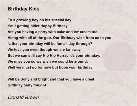 Birthday Kids - Birthday Kids Poem by Donald Brown