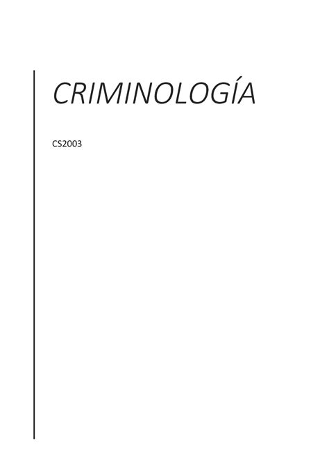 Criminología CriminologÍa Cs Tema 1 La Criminología Como Ciencia 1