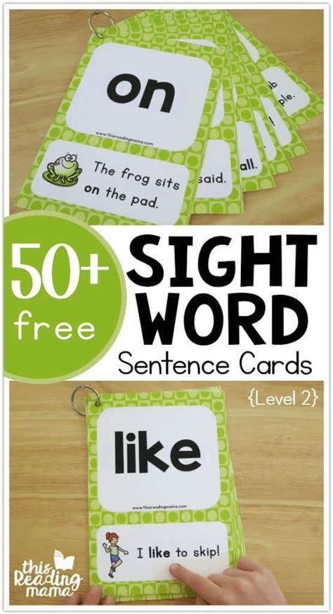 50 Free Printable Sight Word Sentence Cards Levels 1 And 2