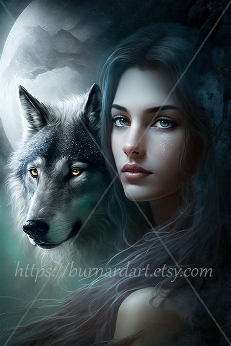 Digital Download Beautiful Dark Haired Woman With A Dark Etsy In 2023 Native American Wolf