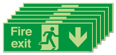 Pack Nite Glo Fire Exit Running Arrow Down Photolume Signs Safetyshop