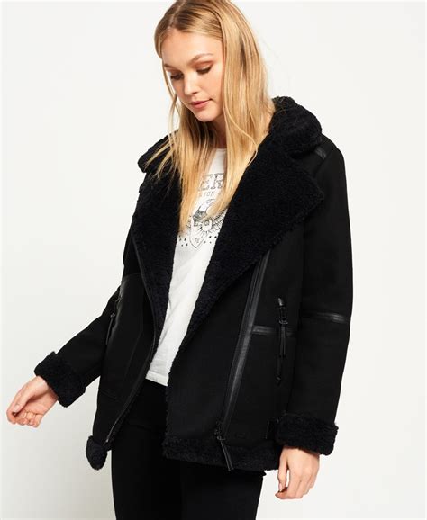 Superdry Ophelia Wool Aviator Jacket Womens Womens Jackets