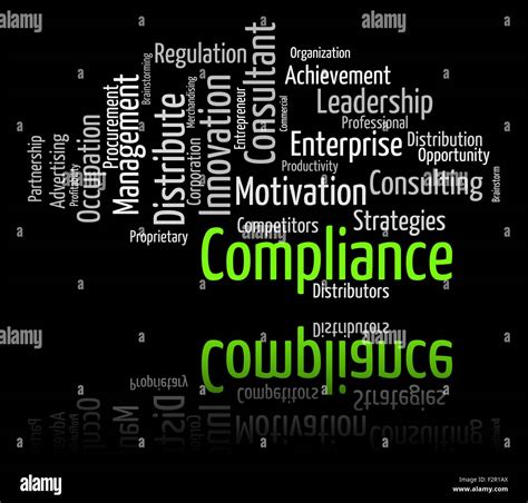 compliance word representing agree   complying stock photo alamy