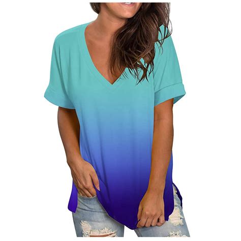 Otvok Summer Savings Clearance Womens Tops Fashion Casual Gradient V