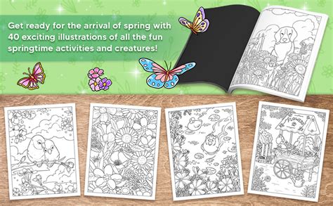 Spring Scenes Coloring Book Adult Coloring Book Features Spring Landscape Designs With