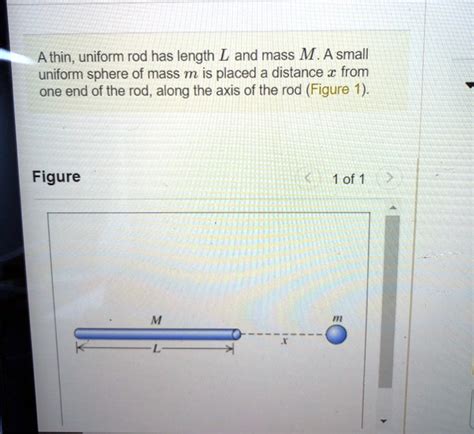 Solved A Thin Uniform Rod Has Length L And Mass M A Small Uniform