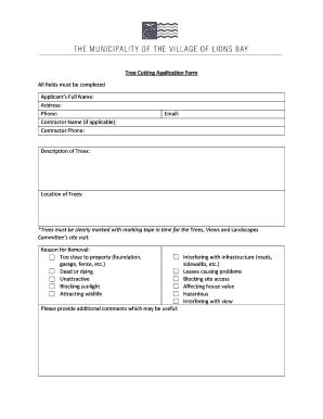 Fillable Online TREE CUTTING PERMIT APPLICATION CHECKLIST Fax Email