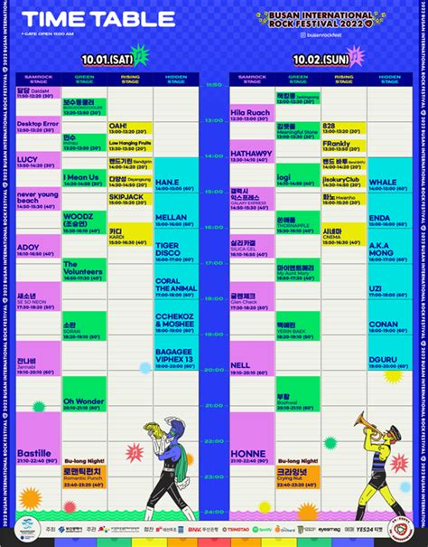 ‘2022 부산국제록페스티벌 타임테이블 공개