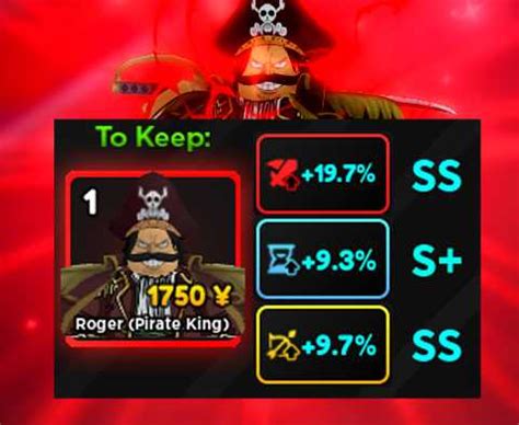 Roger Pirate King EVO GOOD STAT SS S SS Anime Adventures AA