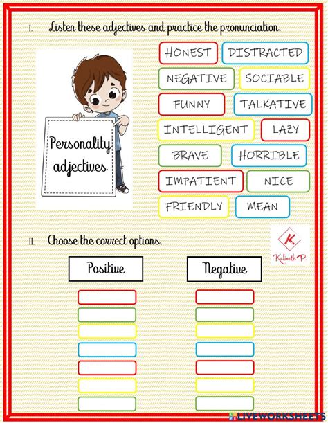 Personality Adjectives Online Activity For Basic Personality Adjectives Adjectives English