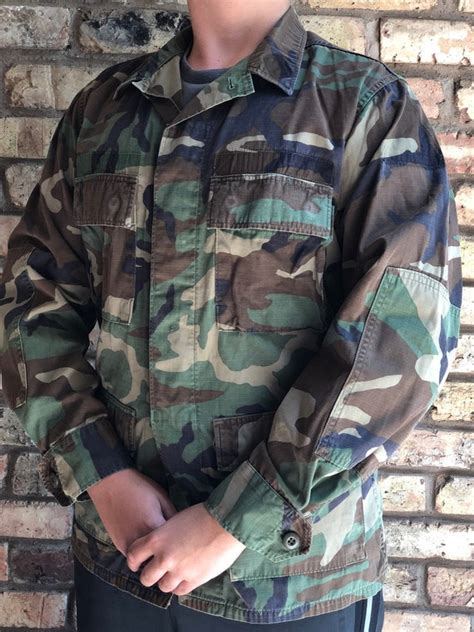 Us Army Bdu Shirt Camo Woodland Used Coat Combat Jacket Etsy