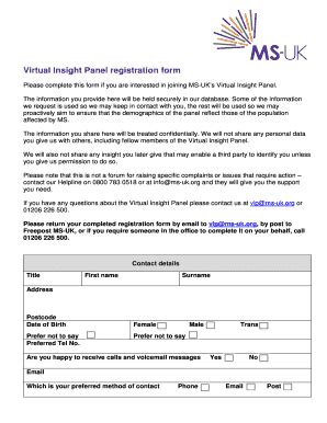 Fillable Online Ms Uk Virtual Insight Panel Registration Form MS UK