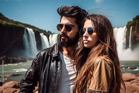 lindo casal de influenciadores em viagem ao paraíso cataratas do iguaçu