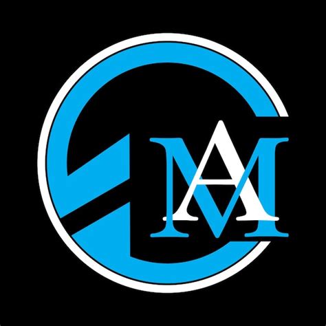 Premium Vector A Blue And White Logo With The Letters M In A Circle