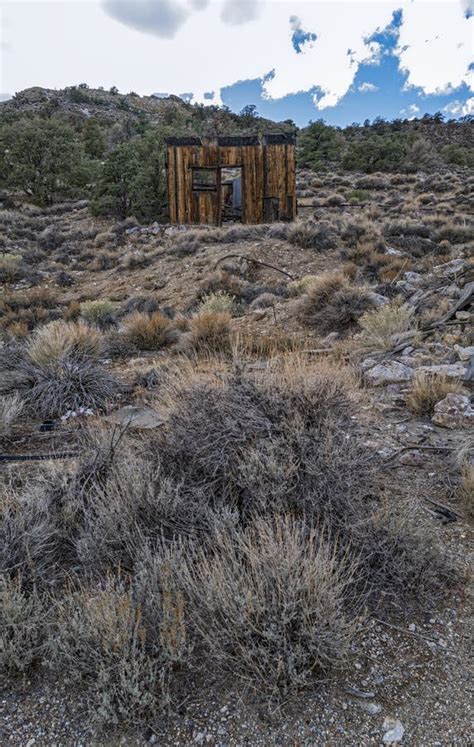 Sagebrush Surrounds The Remnants Of A Shack At An Abandoned Mercury