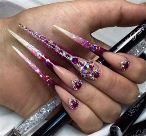 Pelikh Vb Stiletto Nails Designs Rhinestone Nails Long Stiletto Nails