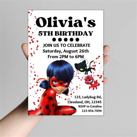 Miraculous Ladybug Birthday Invitation Template Miraculous Etsy