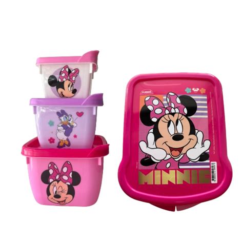 Kit Lancheira Infantil Potes Minnie Sanduicheira Minnie Potinhos