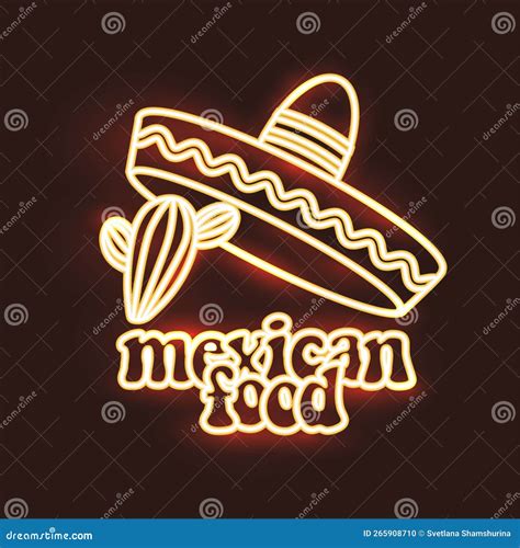 Mexican Food Neon Style Logo Neon Sign Design Template With Retro