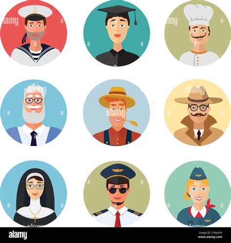 Professions Face Vector Flat Icons Isolated Stock Vector Image And Art