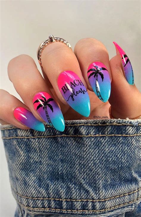 30 Coolest Summer Nails 2021 : Colorful Ombre Beach Vibes