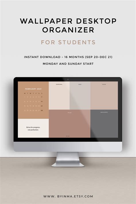 Desktop Wallpaper Organizer for Students. Aesthetic Wallpaper for School and College. 2024 ...