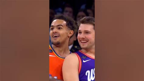 Luka Doncic And Trae Youngs Reaction To The Halfcourt Shot😂 Shorts