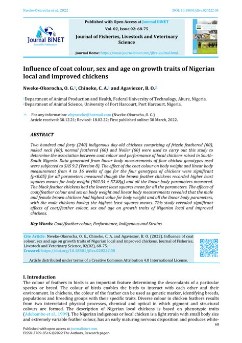 Pdf Influence Of Coat Colour Sex And Age On Growth Traits Of