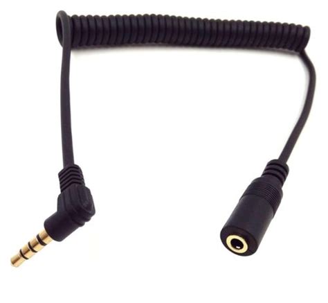 Coiled Stereo Audio Cable 90 Degree 3 5mm 4 Pole Trrs Male To Female