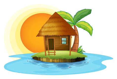 An Island With A Small Hut 525672 Vector Art At Vecteezy