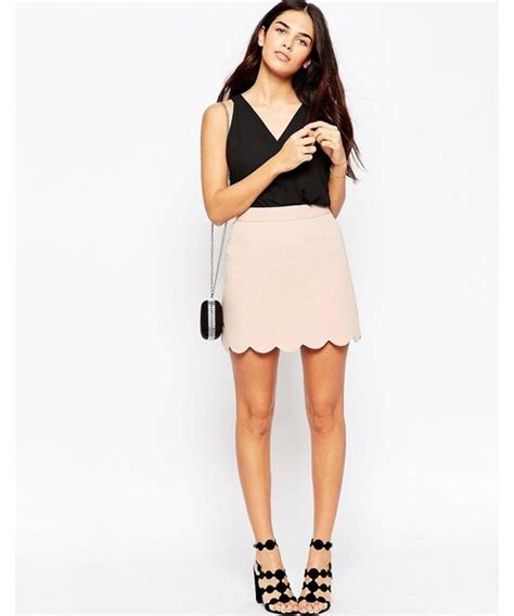 Asos Asos Collection Asos A Line Mini Skirt With Scallop Hem