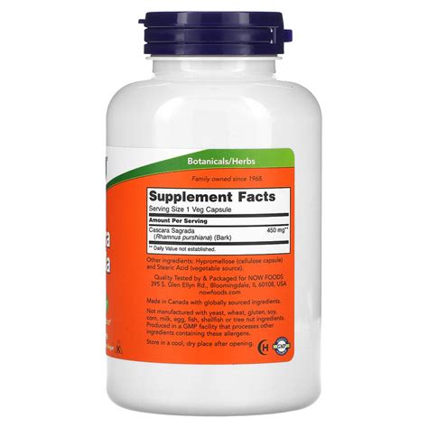 Now Foods Cascara Sagrada Mg Veg Capsules