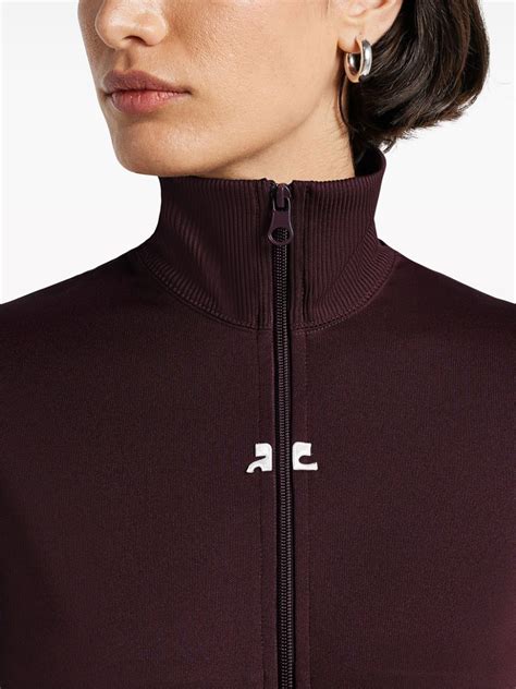 Courrèges Interlock Logo Embroidered Track Jacket In Brown Modesens