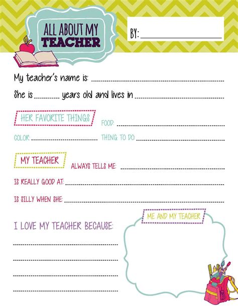 All About My Teacher Free Printable