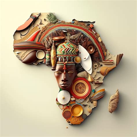 Premium AI Image Africa Map Mosaic Map Of Africa Made From Objects Of