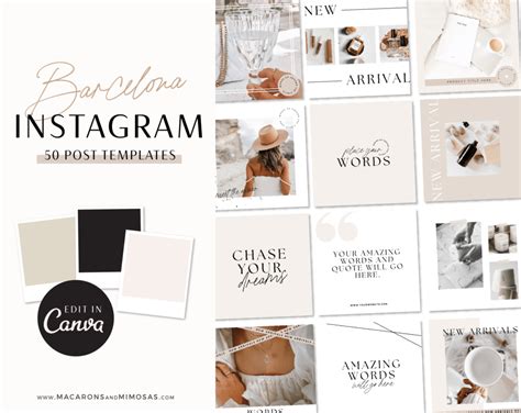 Minimal Luxe Instagram Post Templates Macarons And Mimosas