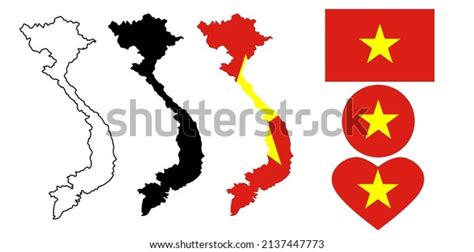 Vietnam Map Flag Icon Set Stock Vector Royalty Free 2137447773