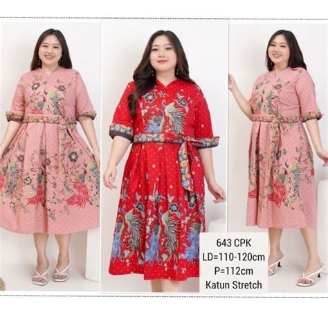 Jual Bigsize Dress Batik Jumbo Voni Xxl Terusan Kerja Kantor Wanita