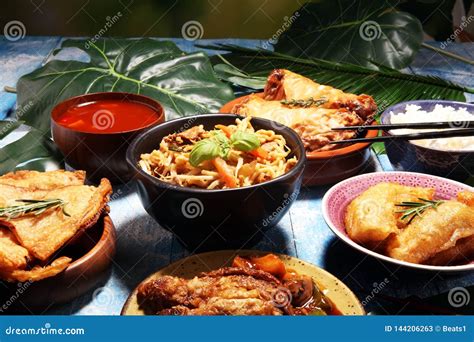 Assorted Chinese Food Set Chinese Noodles Fried Rice Peking Duck