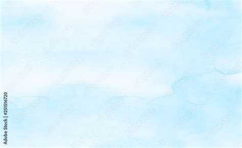 Gradient light sky blue shades watercolor background on white paper ...