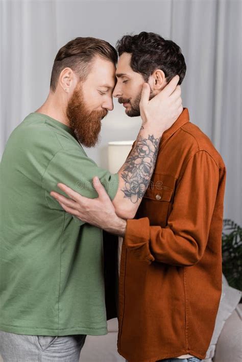Side View Of Bearded Same Sex Stock Photo Image Of Relationship