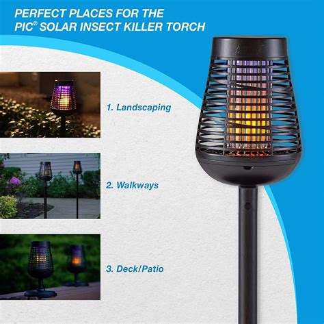 Pic Solar Insect Killer Torch Bug Zapper And Accent Light Kills